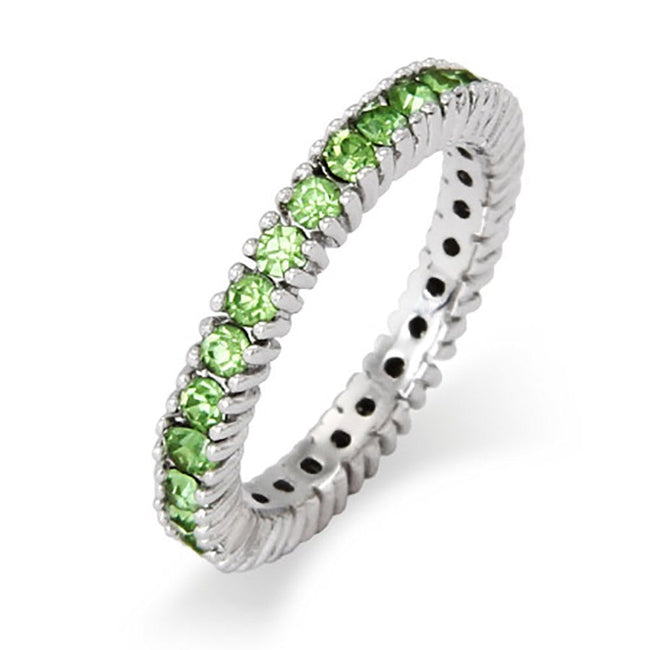 August Peridot Birthstone Silver Stackable Ring