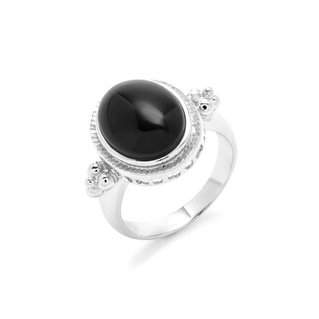 Sterling Silver Oval Black Onyx Ring | Eve's Addiction