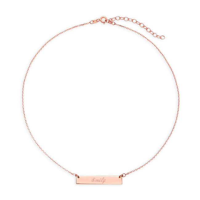 Custom Rose Gold Name Bar Choker Necklace