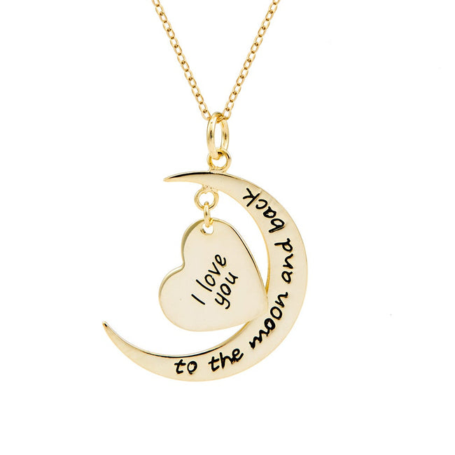 Engravable I Love You To The Moon and Back Gold Necklace