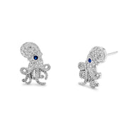 Sparkling Sterling Silver Cubic Zirconia Octopus Earrings