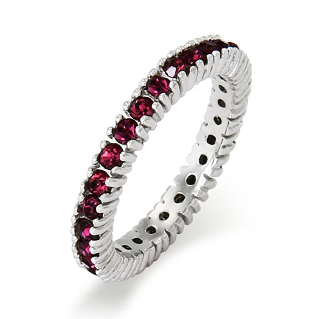 Dainty February CZ Birthstone Stackable Ring