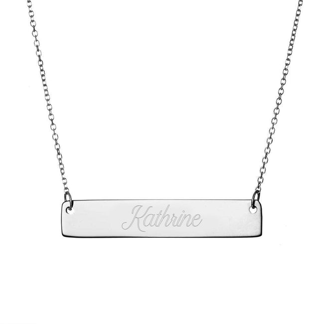 Engravable Sterling Silver Bar Necklace