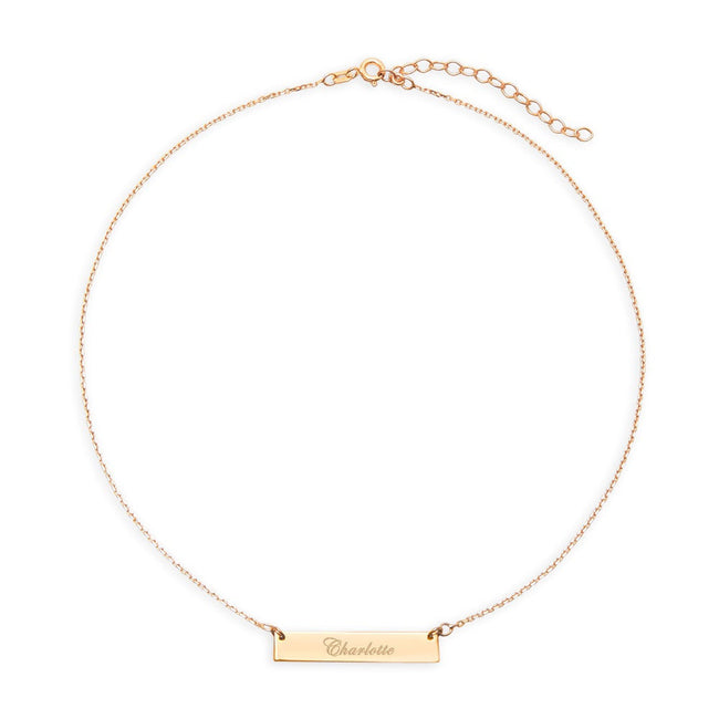 Engravable Bar Gold Choker Necklace