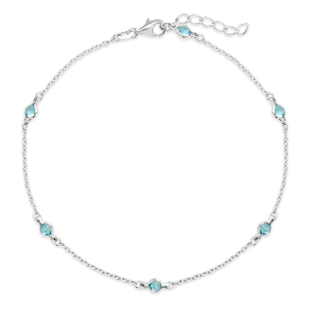 Blue Topaz CZ Studded Anklet