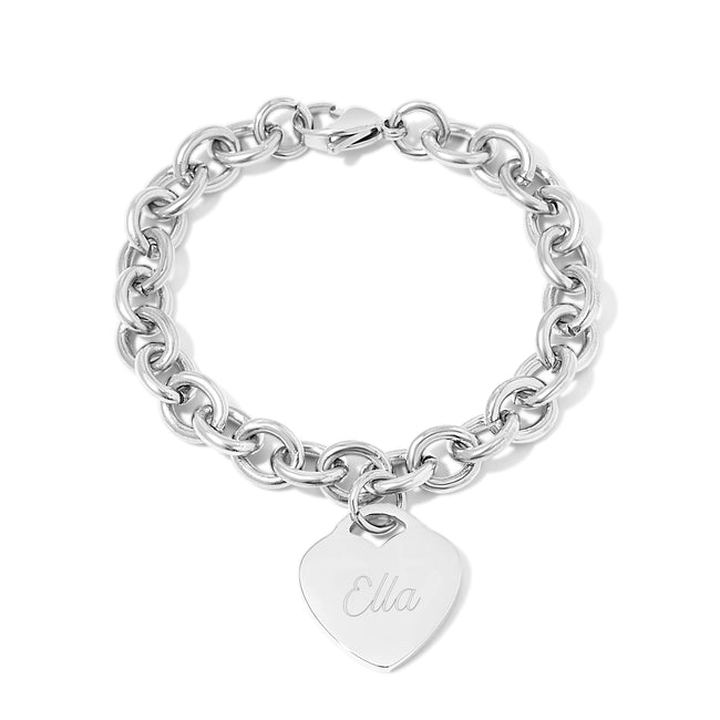 Designer Style Stainless Steel Heart Tag Bracelet | Eve's Addiction&#0174;