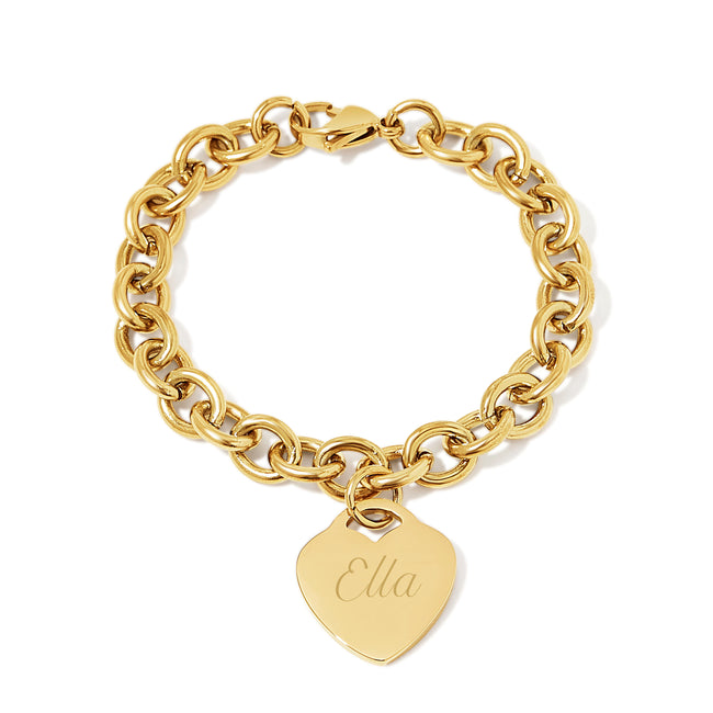 Stainless Steel Gold Heart Tag Bracelet