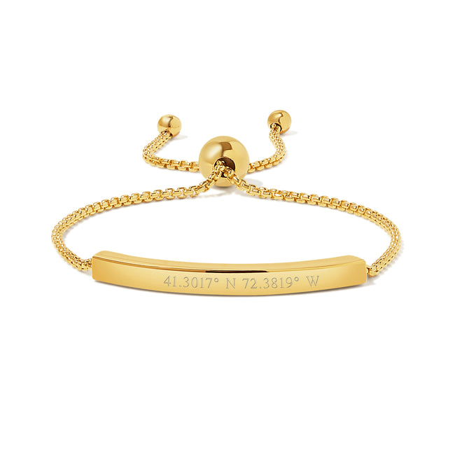 Gold Bolo Custom Coordinates Bracelet