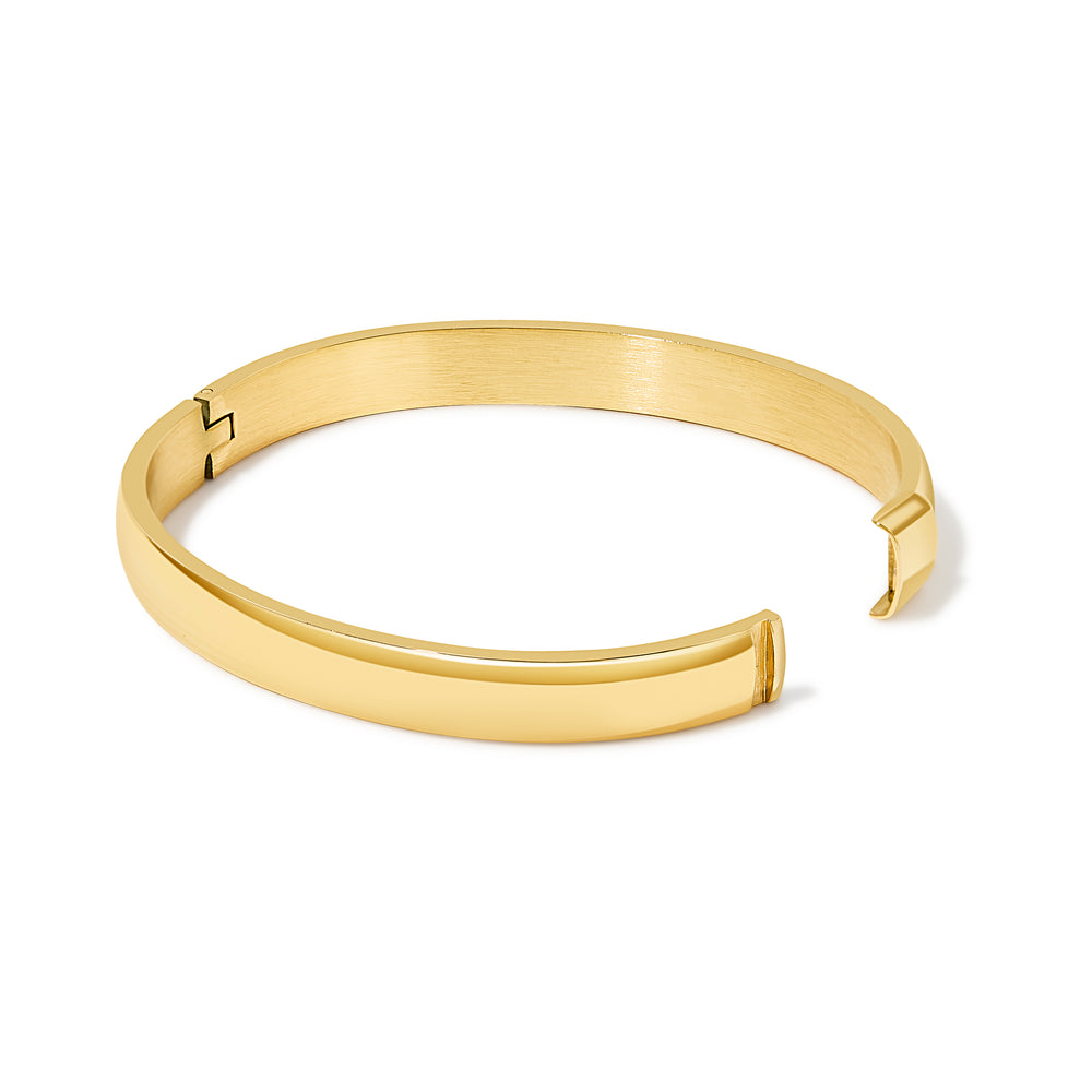 Engravable Gold Plated Stainless Steel Oval Bangle | Eve's Addiction
