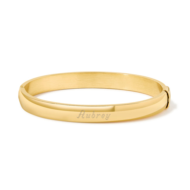 Engravable Gold Plated Stainless Steel Oval Bangle