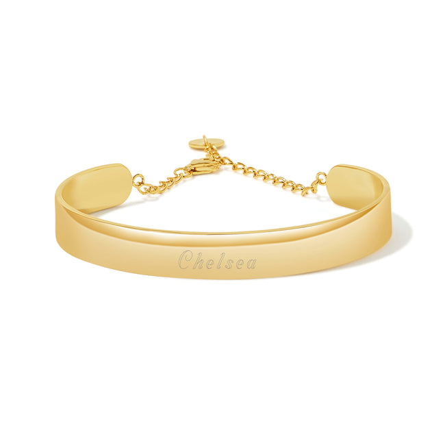 Engravable Gold Name Cuff Bracelet