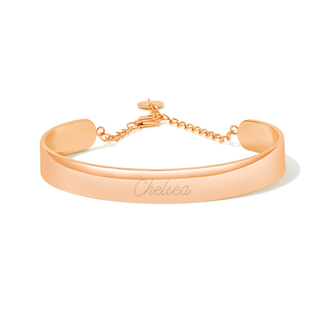 Engraved Rose Gold Name Cuff Bracelet