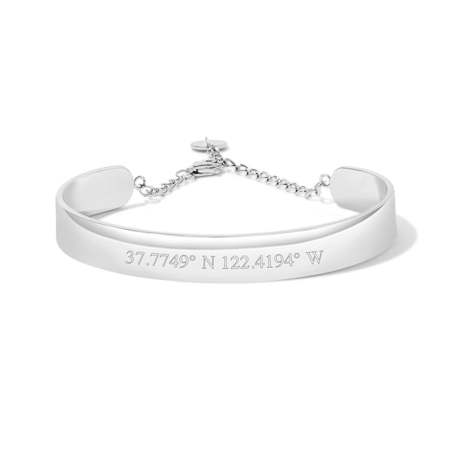 925 Silver Name Engraved Cuff Bracelet