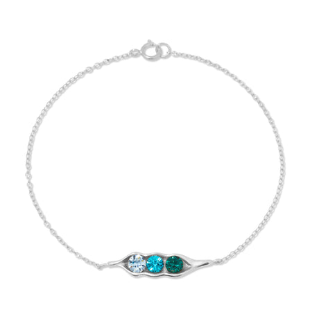 Custom Round Bracelet Set of 2 Silver Plated / Blue