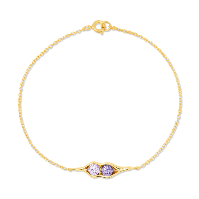Gold Plated 2 Stone Birthstone Peas In A Pod Bracelet