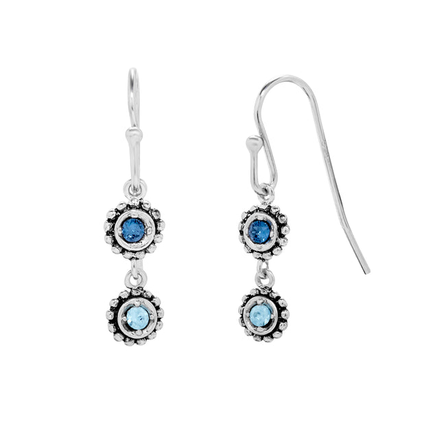 2 Birthstone Sterling Silver Dangle Earrings 