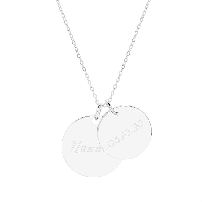 Engravable Sterling Silver Double Round Tag Pendant