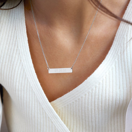 Sterling Silver Engraved Cubed Bar Necklace - Etsy