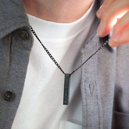 Custom Black Bar Necklace for Men - Name Necklace for Him | FARUZO