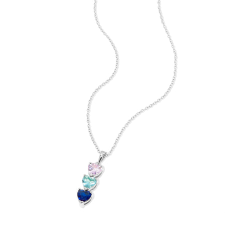 Customizable 3 Birthstone Heart Drop Necklace | Eve's Addiction