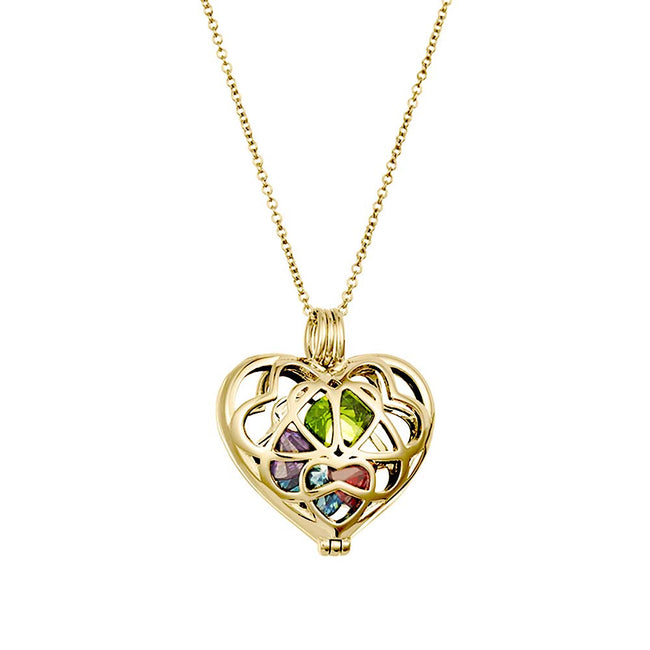 Custom Gold Interlocking Hearts Birthstone Charm Locket