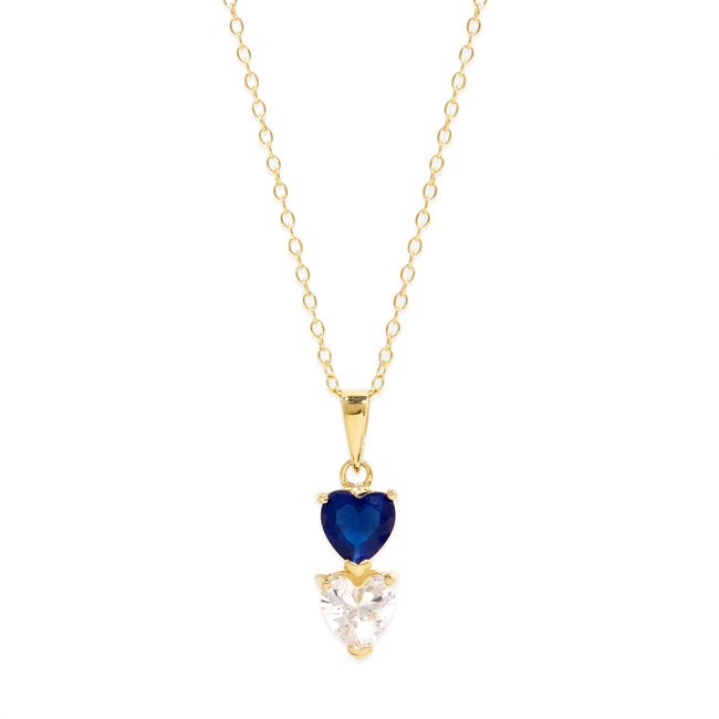 2 Birthstone Gold Heart Drop Mother's Necklace