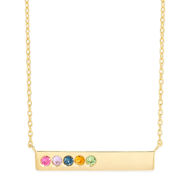 5 Birthstone Gold Name Bar Necklace