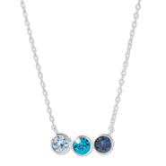 3 Stone Bezel Set Birthstone Silver Necklace