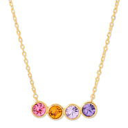 4 Stone Bezel Set Gold Birthstone Necklace