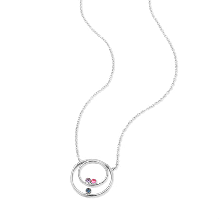 Sterling Silver & 14k Gold Family Circle Birthstone Necklace 1 Stone