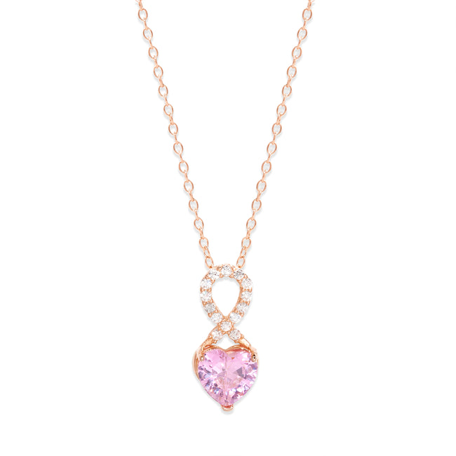 Infinity Heart Rose Gold Birthstone Necklace | Eve's Addiction