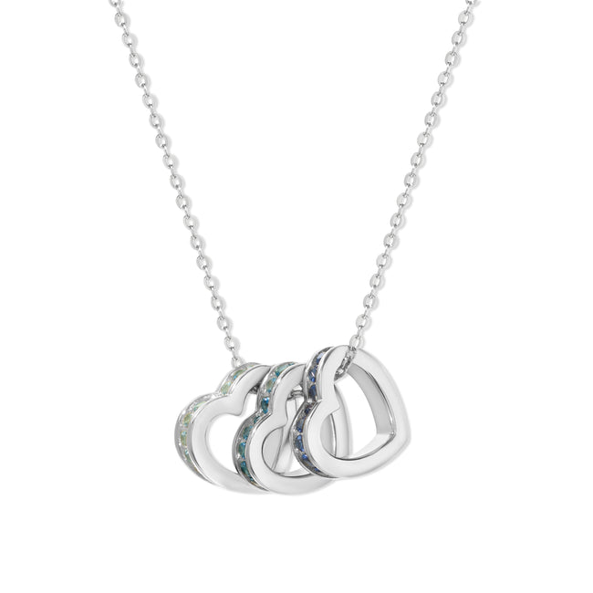 Personalized Stackable Birthstone Silver Eternity Heart Charm Necklace