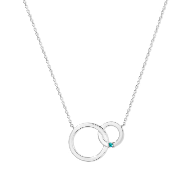 Custom Silver Interlocking Circle Eternity Birthstone Necklace