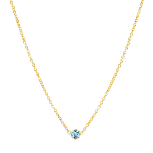 Custom Floating Bezel Set Gold Birthstone Necklace