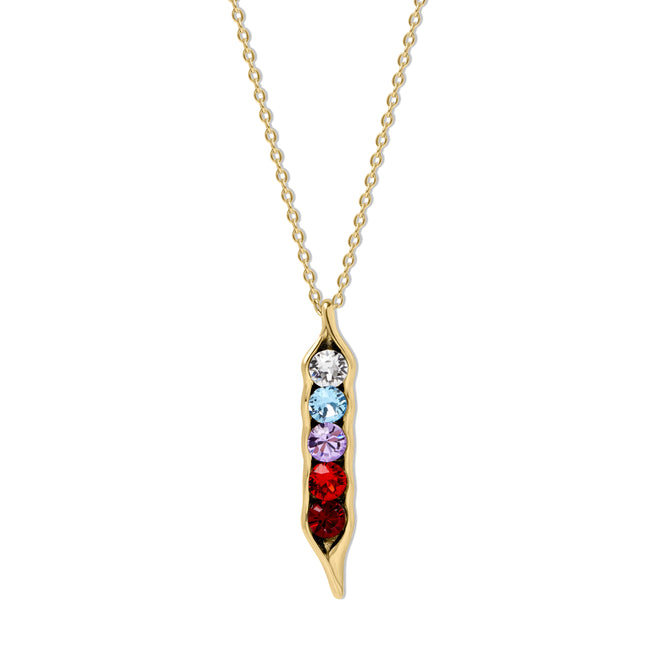 Five Birthstone Peas in a Pod Gold Necklace