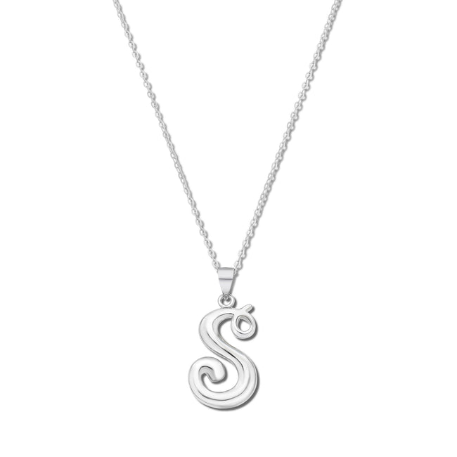 Sterling Silver Script Initial Necklace