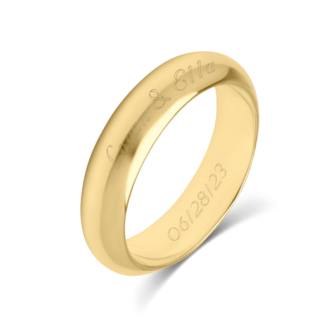 Engraved Couple's 5mm Gold Message Ring
