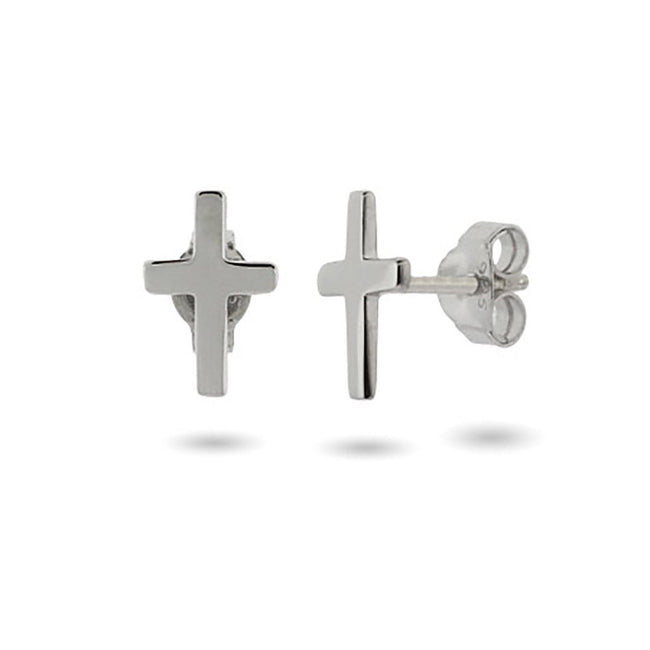 Petite Sterling Silver Cross Stud Earrings