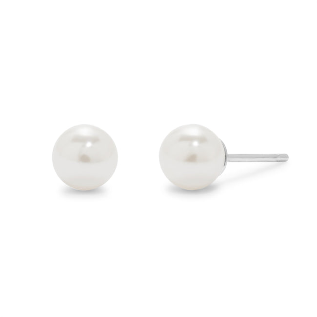 6mm White Freshwater Pearl Stud Earrings | Eve's Addiction&#0174;