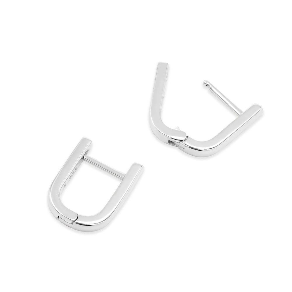 Sterling Silver Paper Clip Huggie Earrings | Eve's Addiction