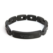 Men's Black Plate Stainless Steel ID Bracelet