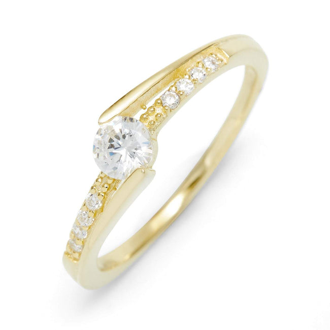 Simple Modern CZ Gold Plate Sterling Silver Promise Ring