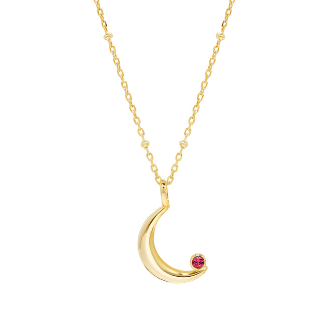 Custom Gold Birthstone Crescent Moon Pendant