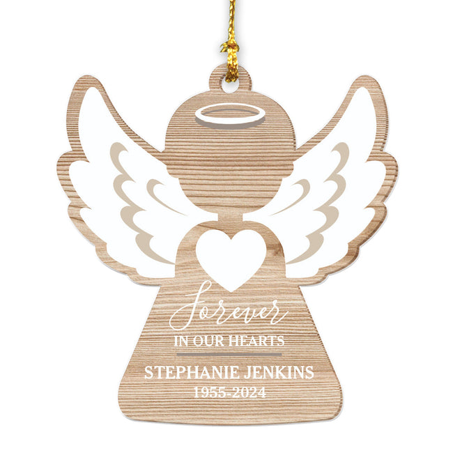 Forever In Our Hearts Angel Wood Alder Ornament