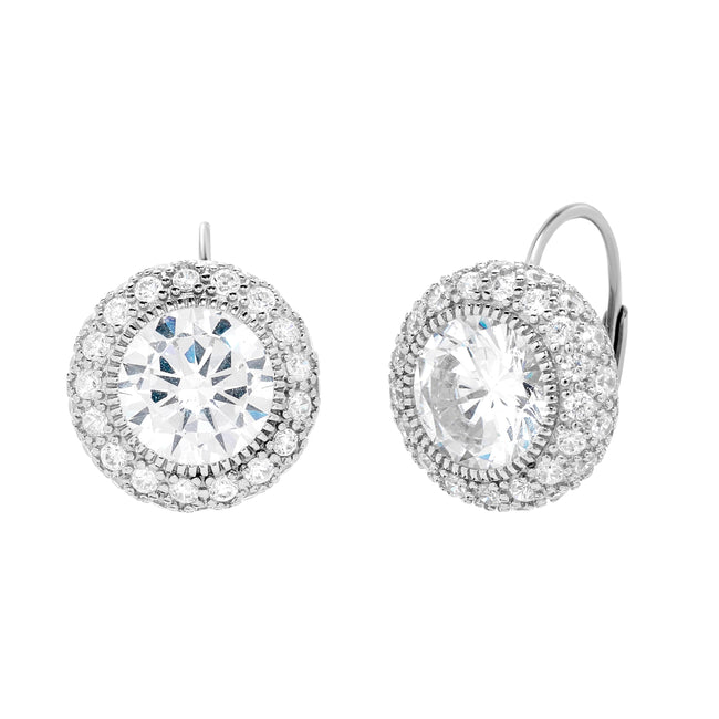 CZ Sterling Silver Leverback Earrings