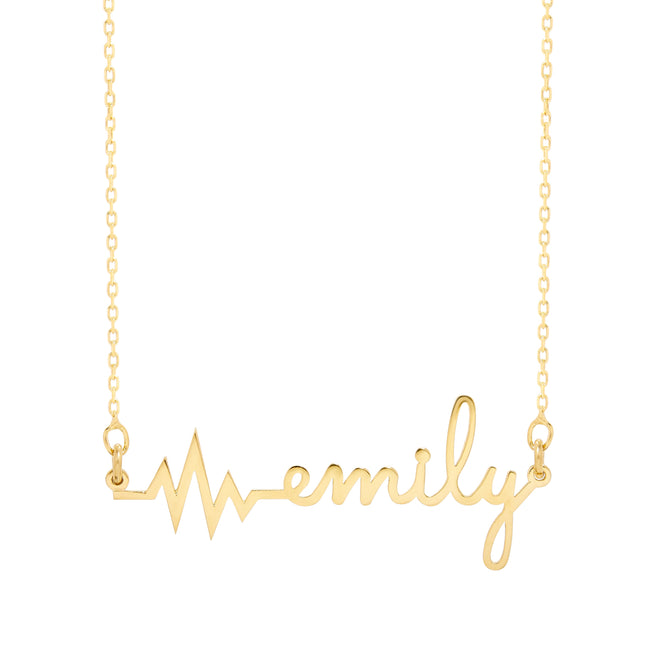 Heart Beat Gold Name Necklace