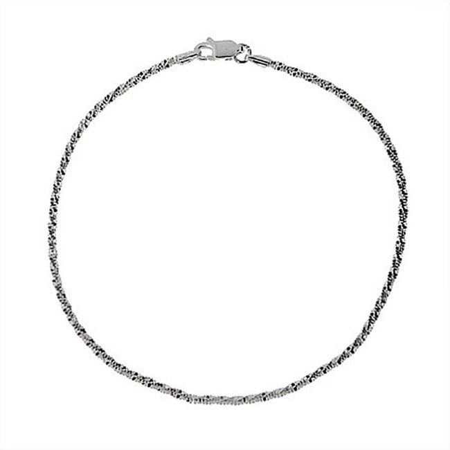 Sparkling Diamond Cut Sterling Silver Anklet