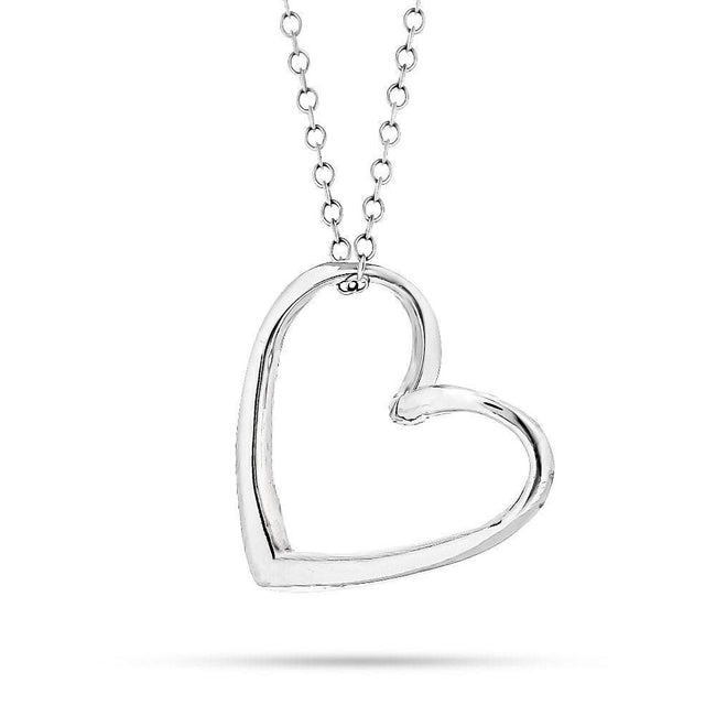 Sterling Silver Open Heart Necklace | Eve's Addiction