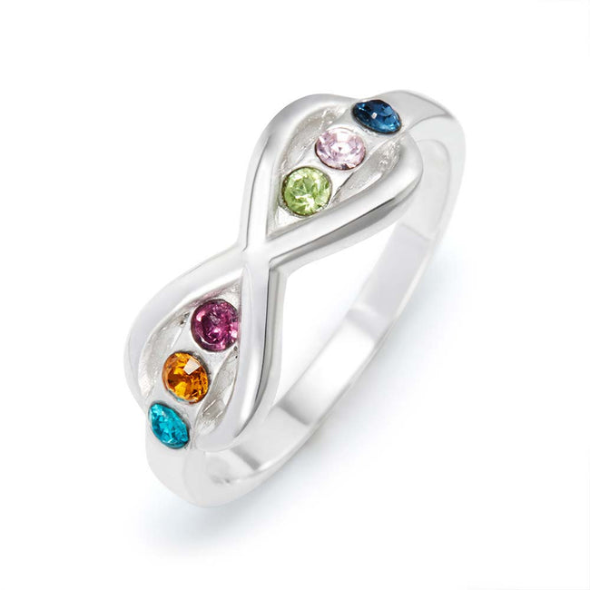 6 Stone Sterling Silver Birthstone Infinity Ring