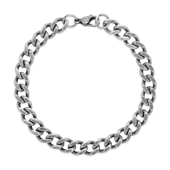 Men's Oxidized Stainless Steel Curb Chain Bracelet